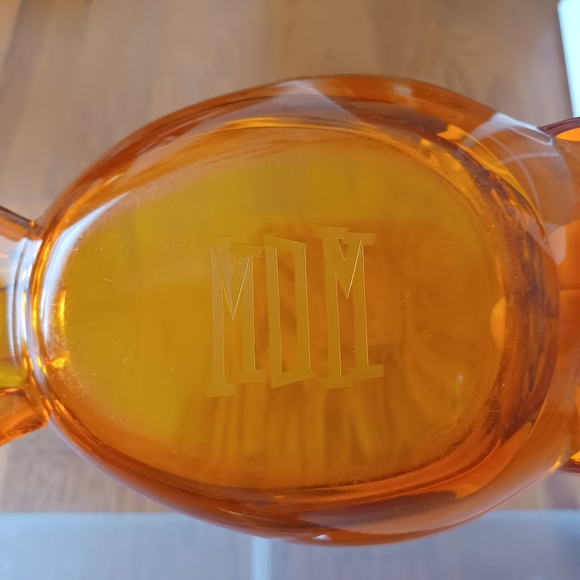 Vintage Viking Glass Orange Owl Ash Tray or Trinket Dish - Etched - Picture 7 of 11